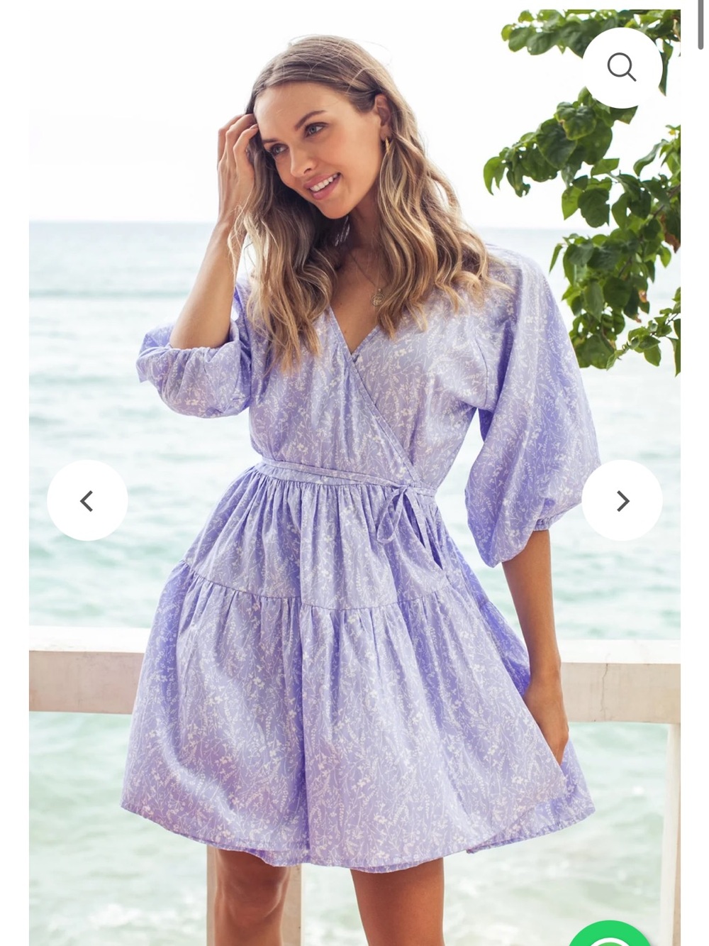 Lilacs floral puff sleeve mini wrap dress by elf